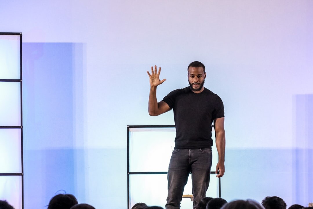 public speaker on stage