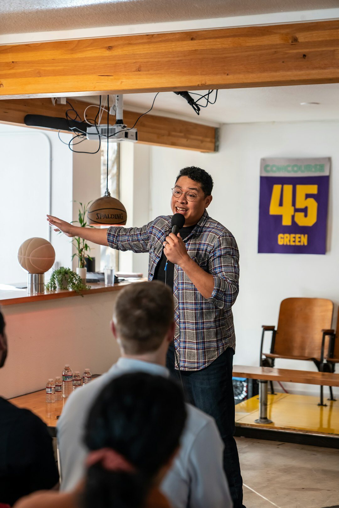 man practicing speech